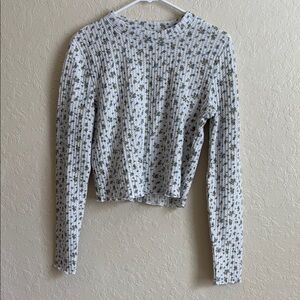 Elegant Floral Ribbed Blouse in Cream